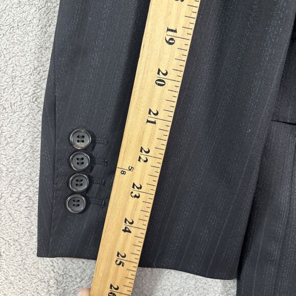 Canali Blazer Suit Jacket Men’s Size 46R Black Gray Stripes Super 200s Harrods - Picture 8 of 16